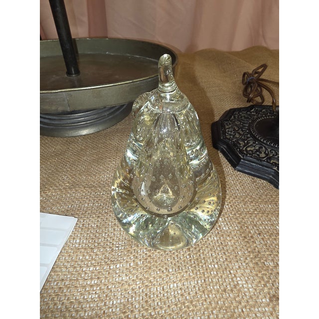 1940s Murano Glass Pear With Controlled Bubbles For Sale - Image 5 of 6