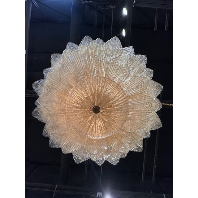 Gold Murano Glass Leaf Form Flush Mount Chandelier For Sale - Image 4 of 6