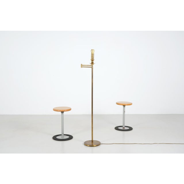 Metal French Brass Floor Reading Lamp, 1970 For Sale - Image 7 of 9