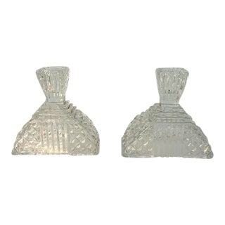 1930s Walther & Söhne Art Deco Glass Candle Holders, a Pair For Sale