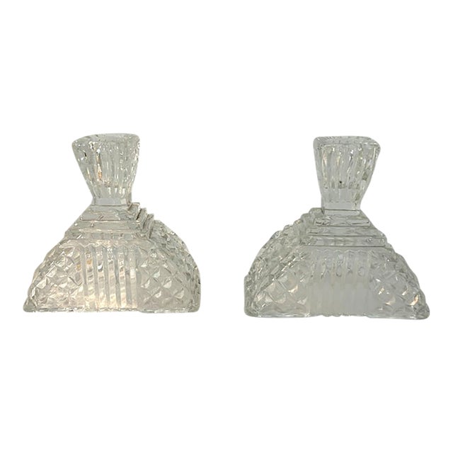 1930s Walther & Söhne Art Deco Glass Candle Holders, a Pair For Sale