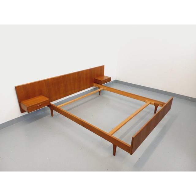 Vintage Scandinavian Teak Double Bed with Integrated Bedside Tables, 1960s For Sale - Image 12 of 18