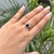 Art Deco 14k Yellow Gold 1.3ct Oval Deep Blue Sapphire & Diamond Star Cluster Ring Size 4 For Sale - Image 3 of 18