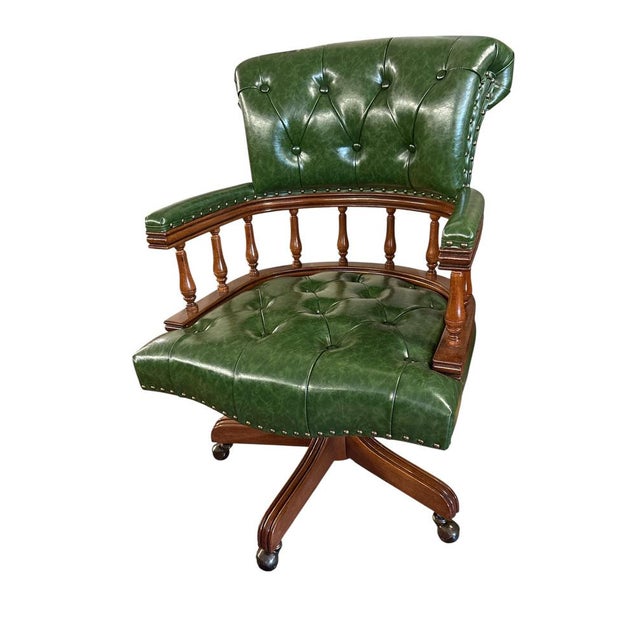 Chesterfield Style Captain's Desk Chair For Sale - Image 3 of 9