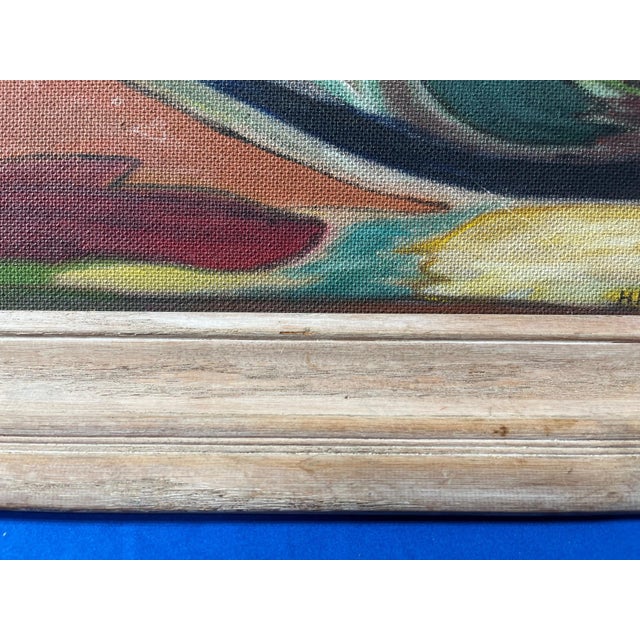 1950s Mid-Century Modern Abstract Oil Painting For Sale - Image 4 of 10