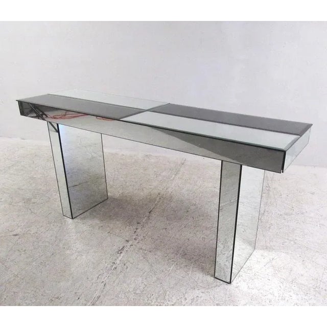 Glass Mid-Century Modern Mirrored Console Table For Sale - Image 7 of 8