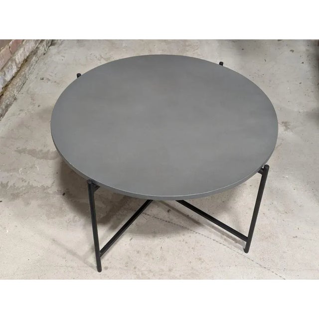Concrete Top Round Outdoor Table For Sale - Image 10 of 11