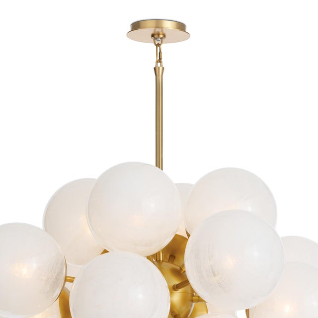 Glass Shine Globe Chandelier, Natural Brass with Swirl Glass For Sale - Image 7 of 9