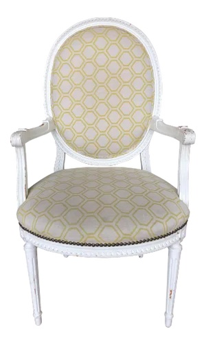 19th Century Louis XVI Painted Fauteuil Style Arm Chair With Oval Back