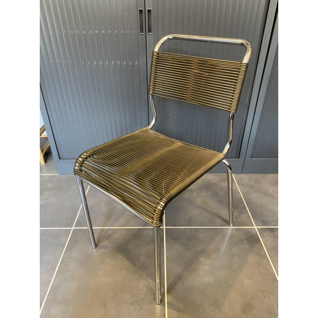 Vintage Chrome and Khaki Green Scoubidou Spaghetti Chair, 1960s For Sale - Image 13 of 18