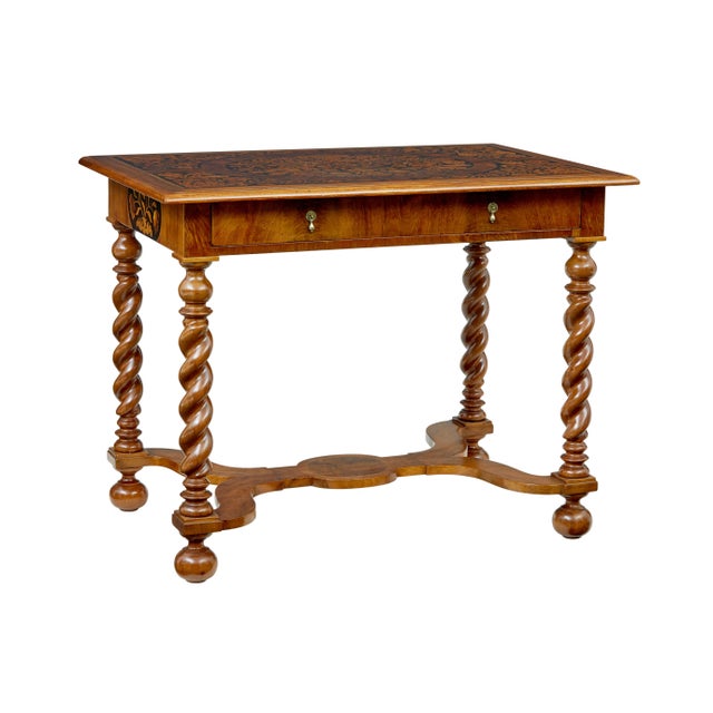 Antique Hand Carved Walnut Marquetry Table, 1865 For Sale - Image 11 of 11