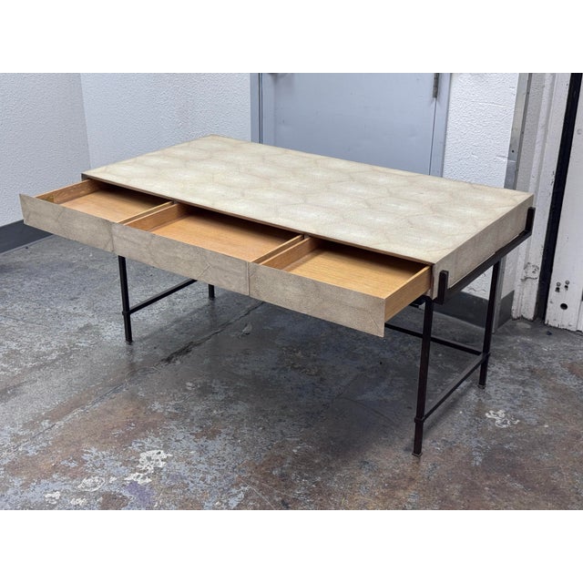 2010s Lillian August for Hickory White Simone Shagreen Desk For Sale - Image 5 of 12