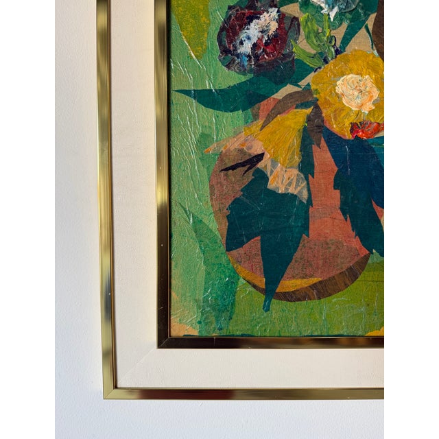 Green 1980s Rhonda Mixed Media Floral Still Life Oil on Canvas Painting – Signed For Sale - Image 8 of 12
