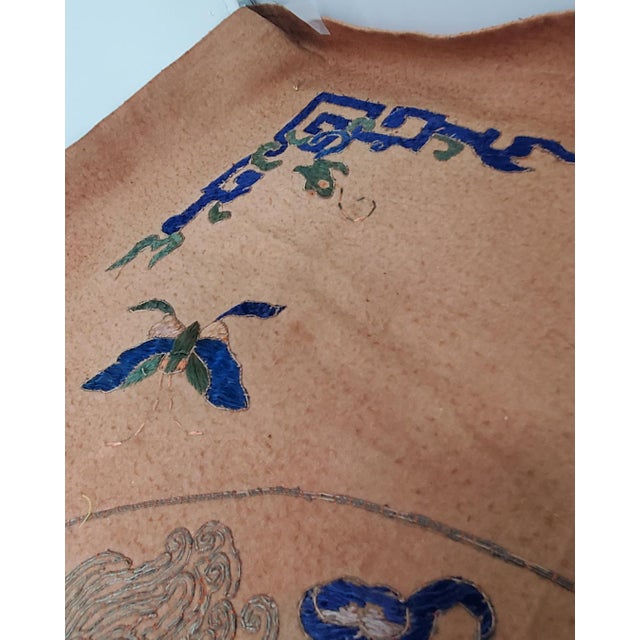 Textile Vintage Chinese Intricately Hand Embroidered 36" X 26" Table or Altar Cloth - Mythical Creatures For Sale - Image 7 of 17