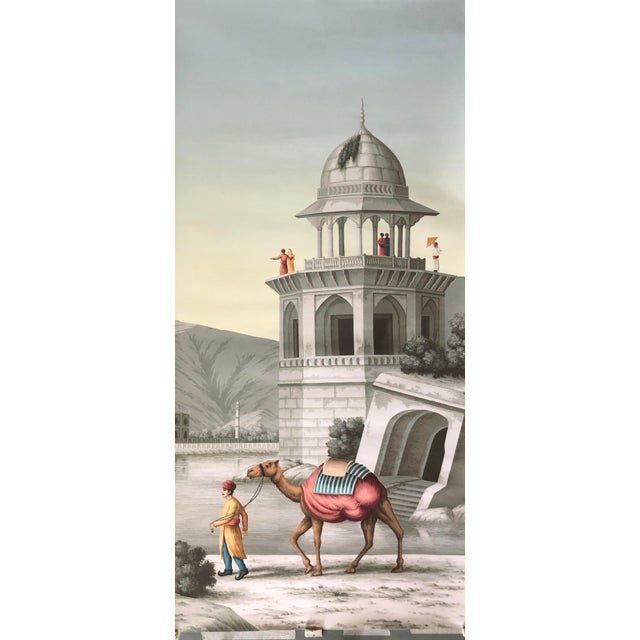 Early View of India Panoramic Hand Painted Wallpaper on Scenic Paper Murals For Sale - Image 9 of 12