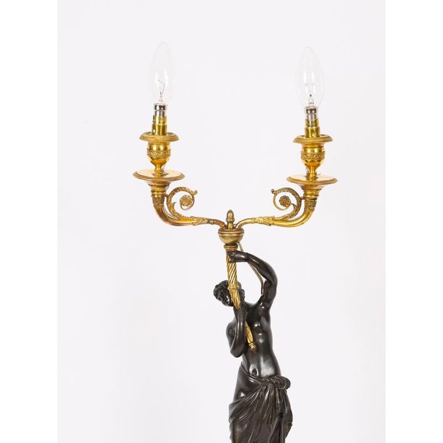Antique French Bronze and Ormolu Two Light Candelabra, Set of 2 For Sale - Image 16 of 18