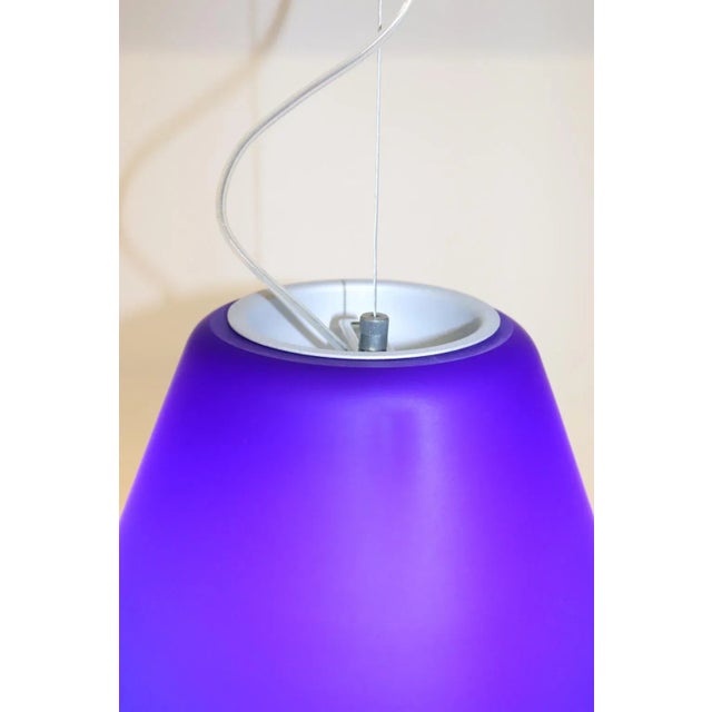 Metal Mid-Century Modern Murano Blue Glass Pendant Lamp For Sale - Image 7 of 10