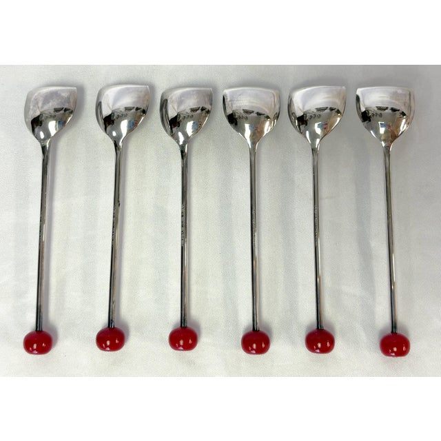1920's Art Deco Silverplate Cocktail Muddling Spoons Made in England- Set of 6 in Box For Sale - Image 12 of 18
