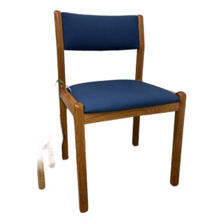 Vintage Danish Modern Dining Chair With Blue Upholstery For Sale