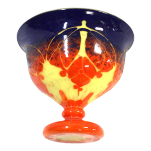 Vintage Art Glass Bowl , La Verre Frances , Large , 3 Color , Signed , France