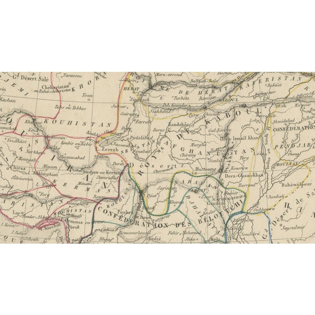 Black Antique Map of Iran Afghanistan & Central Asia, 1850 For Sale - Image 8 of 9