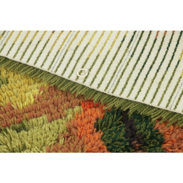Textile Vintage Swedish Rya Runner With Autumnal Leaf and Green Design - Rug & Kilim For Sale - Image 7 of 8