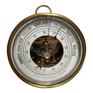 1900’s Swiss Made Desktop Tabletop Aneroid Barometer With an Open Dial