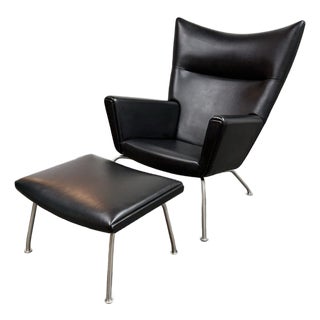 Hans Wegner for Carl Hansen & Son Thor Lounge Chair + Ottoman, Set For Sale