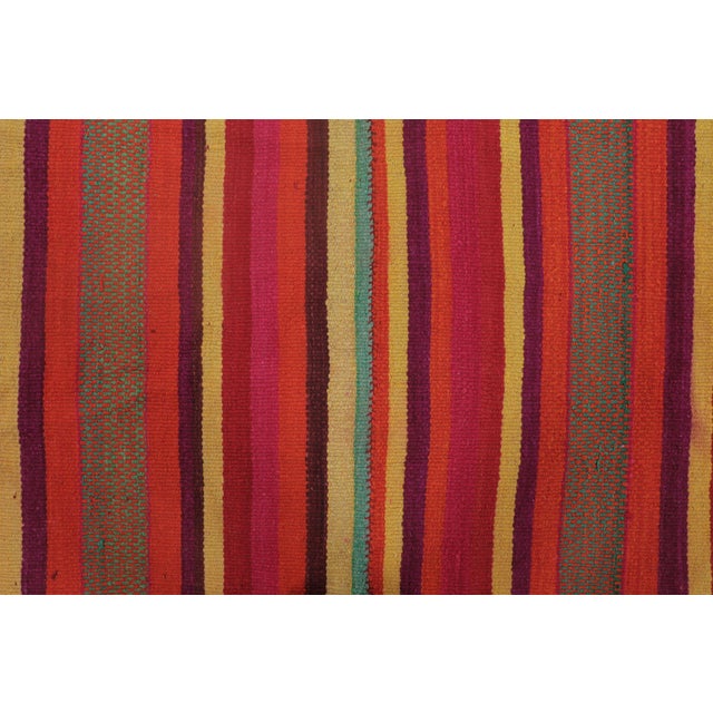 Traditional Vintage Frazada Kilim in Vibrant Polychrome Striped Pattern - Rug & Kilim For Sale - Image 3 of 7