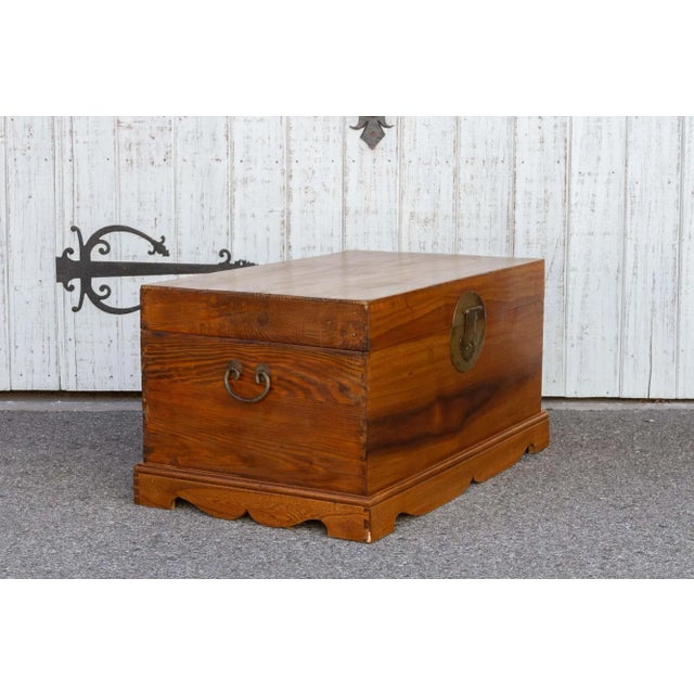 Brown Campaign Style Asian Cedar Chest For Sale - Image 8 of 10