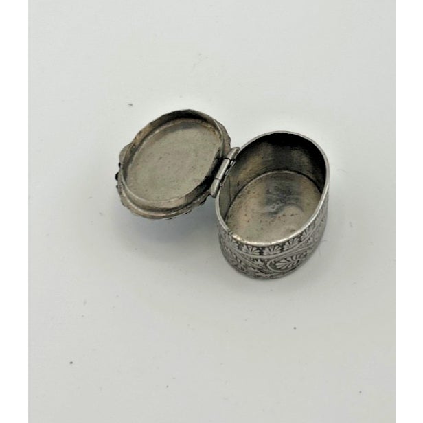 Italian Silverplate Trinket Box With Turquoise Stone For Sale - Image 10 of 10