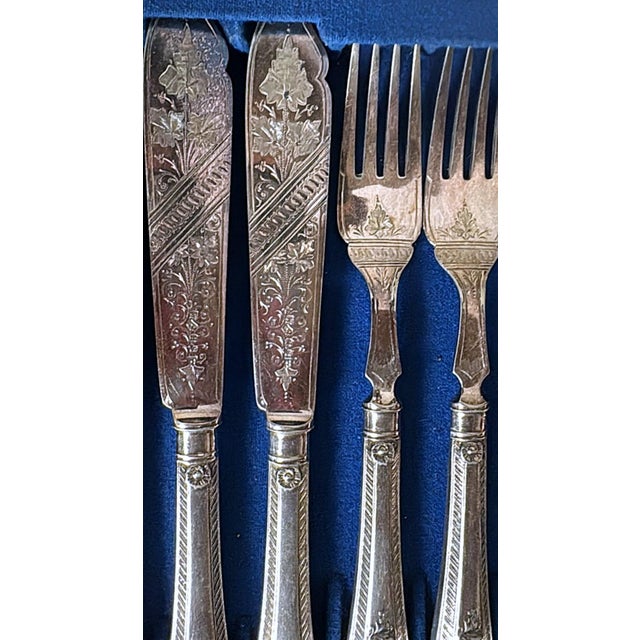 Late 19th Century Victorian English Wooden Box With a Complete Silver-Plated Flatware - 48 pcs For Sale - Image 14 of 18