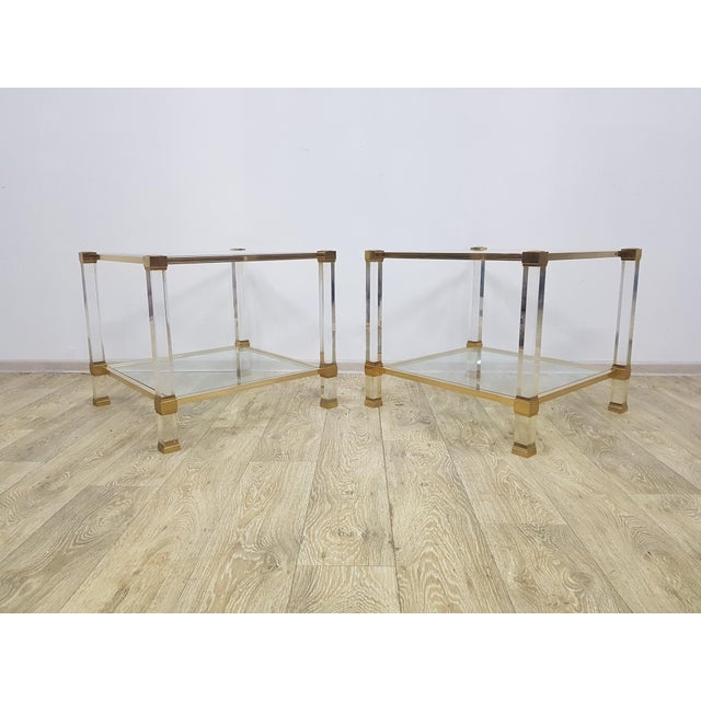 Metal Hollywood Regency Tables in Glass by P. Vandel, Paris, 1970s, Set of 2 For Sale - Image 7 of 18