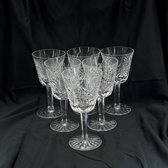 Glass Vintage Waterford Crystal “Clare” Claret Wine Glasses - Set of 6 For Sale - Image 7 of 14