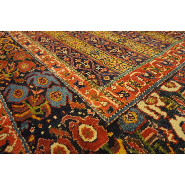 Saffron A Allover-Geometric Design Antique Persian Bijar Gallery Rug With Red Background Color For Sale - Image 8 of 12