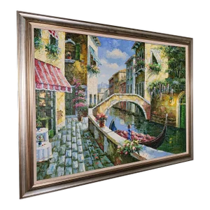 1990's Large Vintage Oil on Canvas Venice