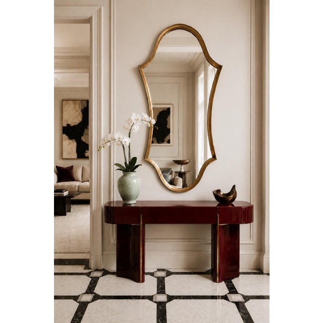 1970s LaBarge Attributed Sculptural Gilt Wood Shield Wall Mirror For Sale - Image 9 of 9