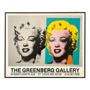 Andy Warhol Vintage 1978 Iconic Pop Art Lithograph Print Framed Mid Century Modern Exhibition Poster " Double Marilyn Monroe " 1962