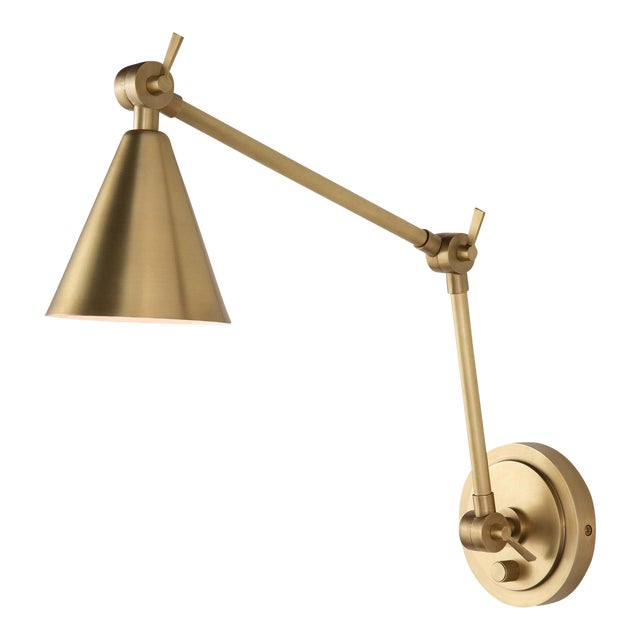 Regina Andrew Sal Task Sconce in Natural Brass For Sale