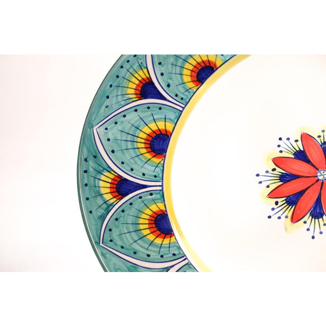 Teal Intreccio Teal 4-Piece Place Setting | Hand-Painted Italian Dinnerware From Deruta For Sale - Image 8 of 11