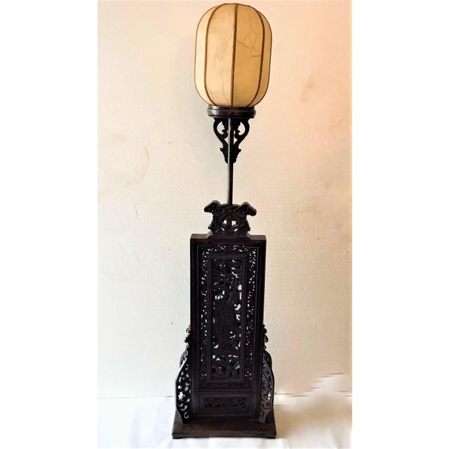 Antique Mid 19th Century Chinese Standing Electrified Floor Lamp With Shade For Sale - Image 13 of 13
