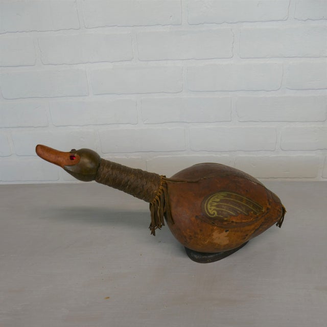 Mid 20th Century Italian Leather Duck Decanter Liquor Bottle Chairish