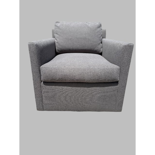 2020s Restoration Hardware Oliver Track Arm Swivel Chairs in Graphite Luxe Depth – Set of 2 For Sale - Image 5 of 12