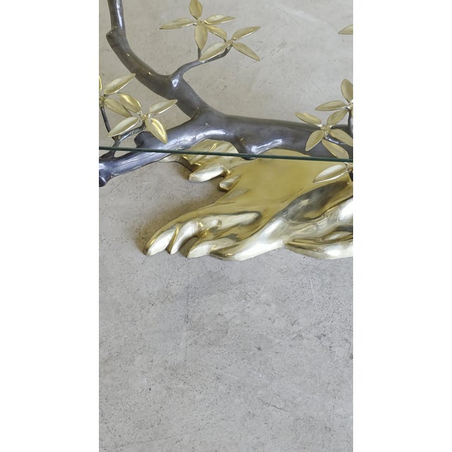 Vintage Brass and Glass Bonsai Tree Coffee Table by Willy Daro, 1980s For Sale - Image 3 of 14