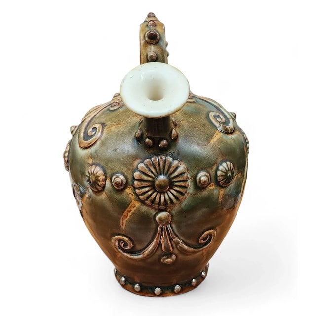 Zsolnay Antique 19th Century Zsolnay Specs Hungarian Art Pottery Water Vessel, C1882 For Sale - Image 4 of 12