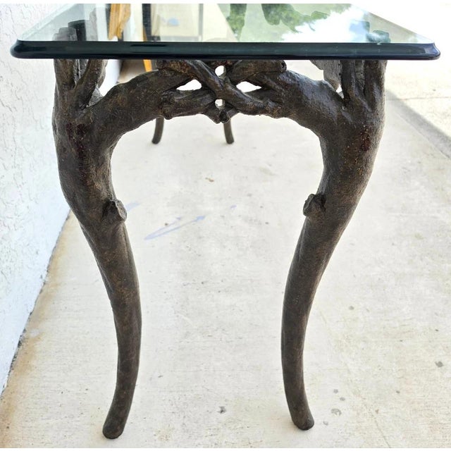Patinated Bronze Faux Bois Branch Console Table Attributed to Carl Gillberg For Sale - Image 4 of 12
