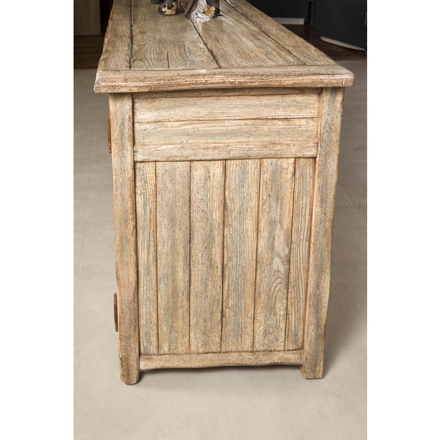 Large Rustic Bleached Wood Six-Door Sideboard Media Cabinet For Sale - Image 10 of 18