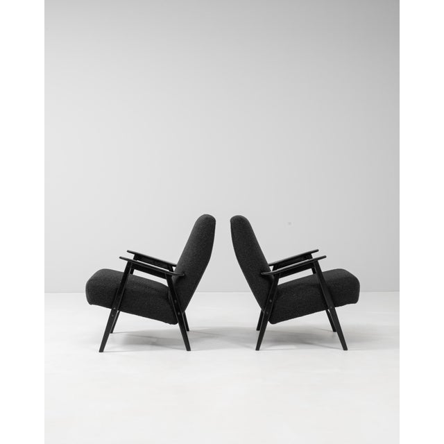Black 1960s Czech Pair Of Upholstered Armchairs For Sale - Image 8 of 12