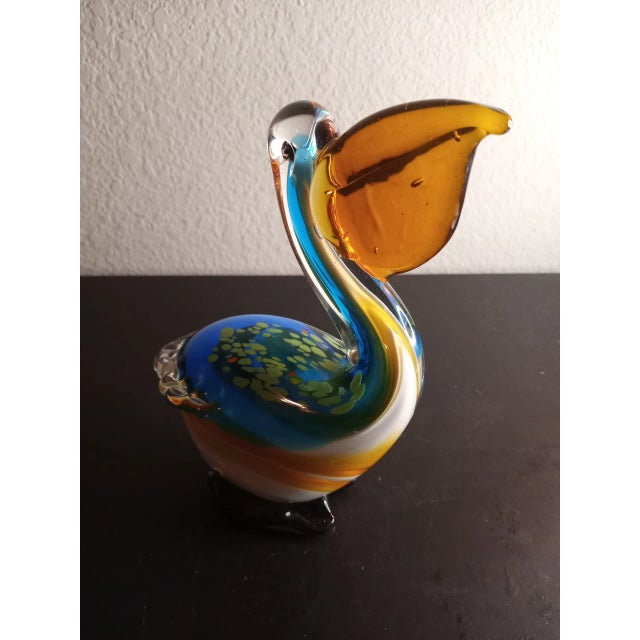 Glass Vintage Multicolor Art Glass Duck Figurine For Sale - Image 7 of 8