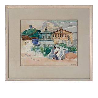 Circa 1920s Southwestern Watercolor by Gene Frances McComas, Probably Santa Fe For Sale